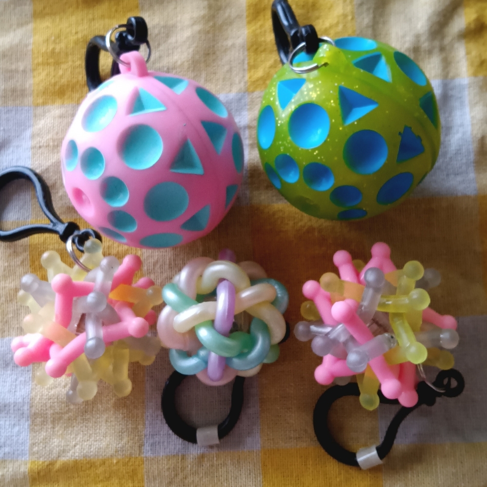 Pastel Pink & Green  Sensory Keychain Set - Soft Silicone Fidget Toys